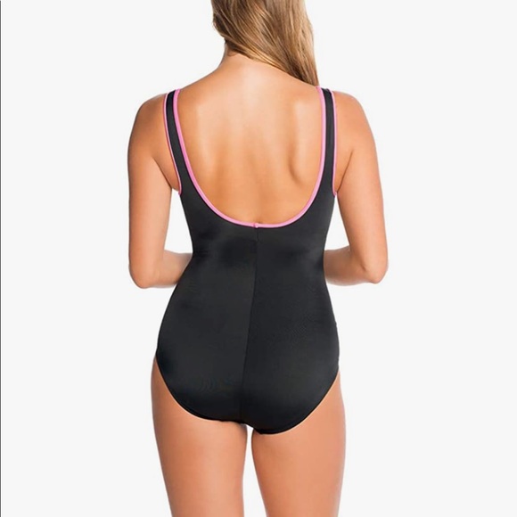 Reebok Half Zip One Piece Swimsuit Black Size 14 - Picture 12 of 13